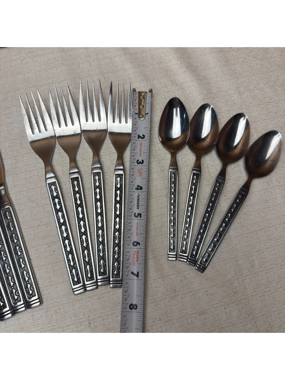 Vintage Douglas Stainless Flatware Set 16 Piece Korea Ornate MCM Service 4